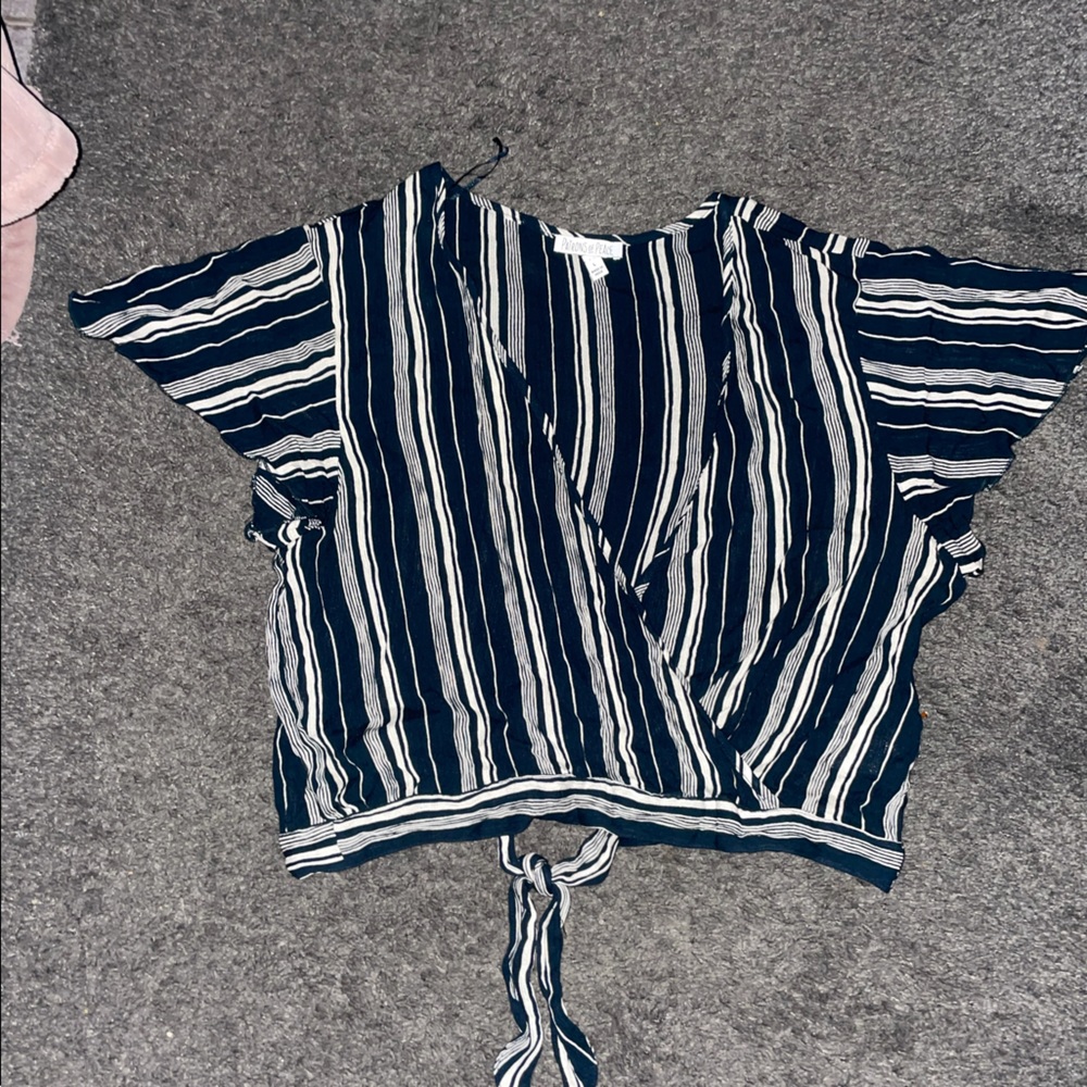 Navy and white blouse